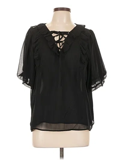 Pre-owned Ann Taylor Loft Short Sleeve Blouse In Black