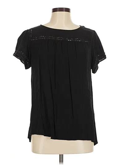 Pre-owned Ann Taylor Loft Short Sleeve Blouse In Black