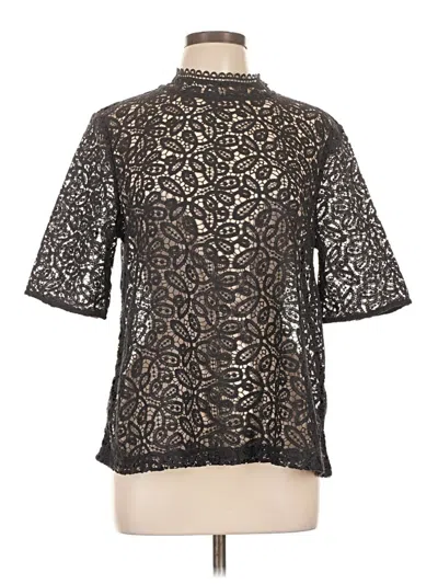 Pre-owned Ann Taylor Loft Short Sleeve Blouse In Black