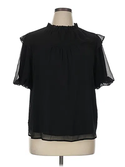 Pre-owned Ann Taylor Loft Short Sleeve Blouse In Black