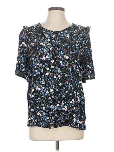 Pre-owned Ann Taylor Loft Short Sleeve Blouse In Black
