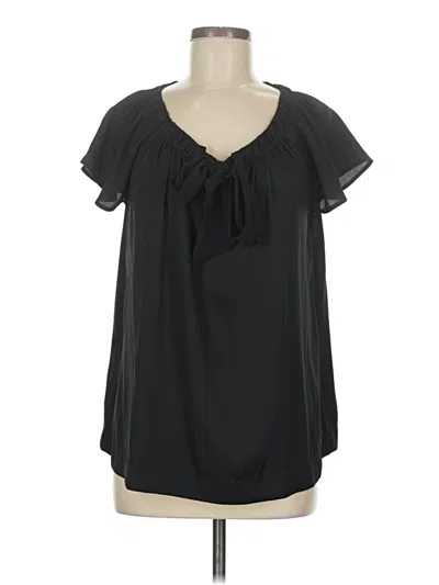 Pre-owned Ann Taylor Loft Short Sleeve Blouse In Black