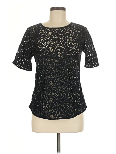 Pre-owned Ann Taylor Loft Short Sleeve Blouse In Black
