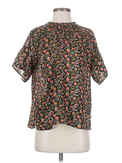Pre-owned Ann Taylor Loft Short Sleeve Blouse In Black