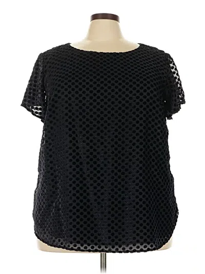 Pre-owned Ann Taylor Loft Short Sleeve Blouse In Black