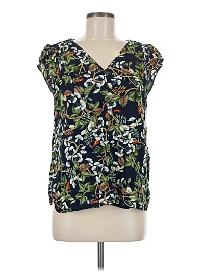 Pre-owned Ann Taylor Loft Short Sleeve Blouse In Black