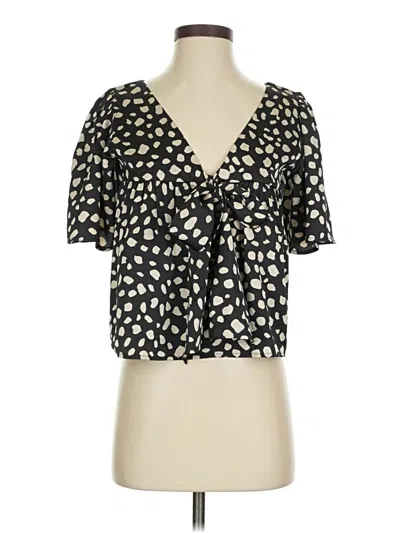Pre-owned Ann Taylor Loft Short Sleeve Blouse In Black
