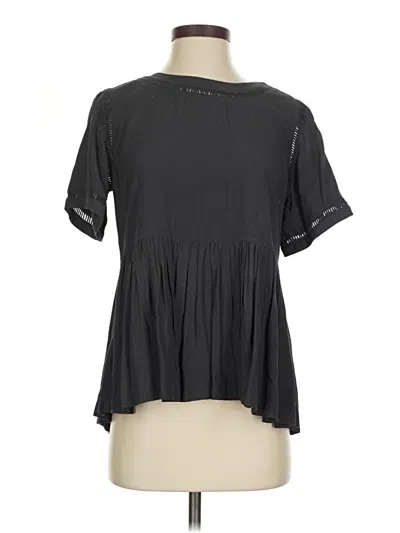 Pre-owned Ann Taylor Loft Short Sleeve Blouse In Black