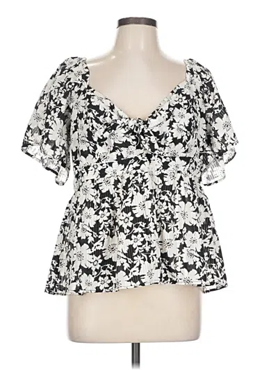 Pre-owned Ann Taylor Loft Short Sleeve Blouse In Black
