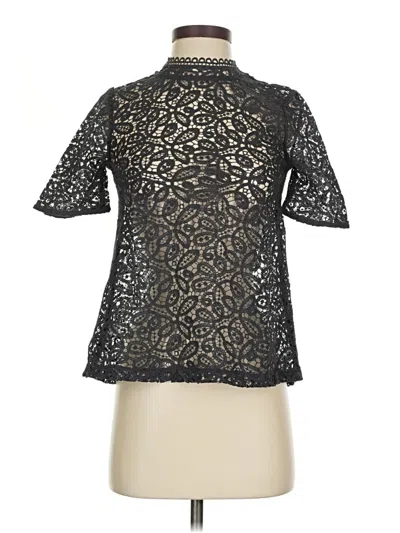 Pre-owned Ann Taylor Loft Short Sleeve Blouse In Black