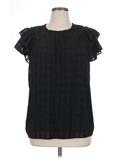 Pre-owned Ann Taylor Loft Short Sleeve Blouse In Black