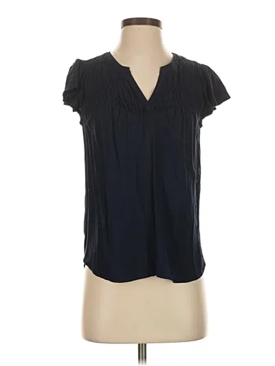 Pre-owned Ann Taylor Loft Short Sleeve Blouse In Black