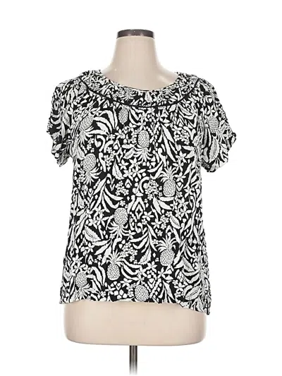 Pre-owned Ann Taylor Loft Short Sleeve Blouse In Black