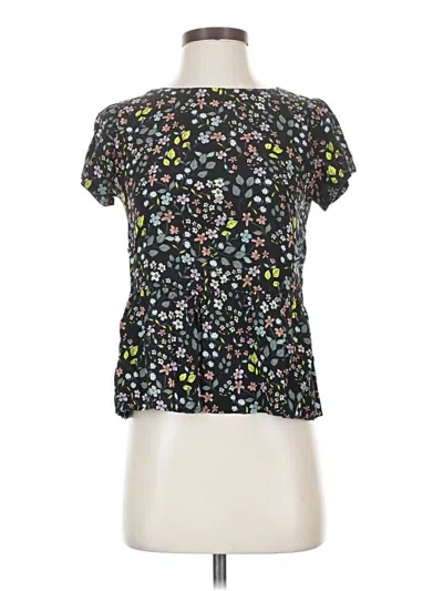 Pre-owned Ann Taylor Loft Short Sleeve Blouse In Black