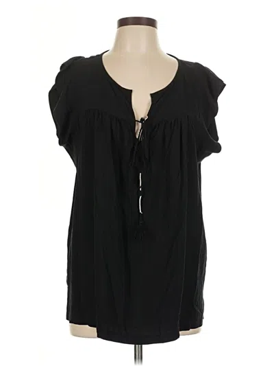 Pre-owned Ann Taylor Loft Short Sleeve Blouse In Black