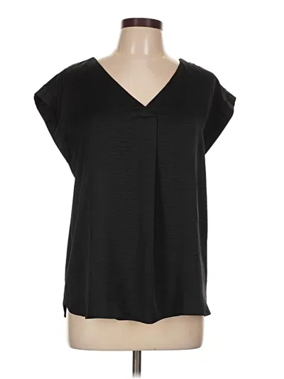 Pre-owned Ann Taylor Loft Short Sleeve Blouse In Black