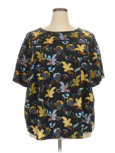 Pre-owned Ann Taylor Loft Short Sleeve Blouse In Black