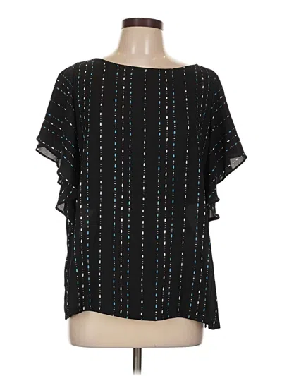Pre-owned Ann Taylor Loft Short Sleeve Blouse In Black