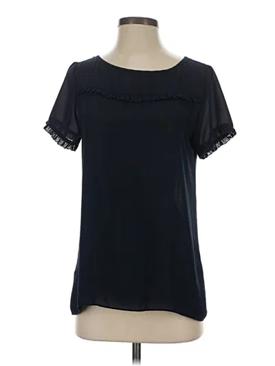 Pre-owned Ann Taylor Loft Short Sleeve Blouse In Black
