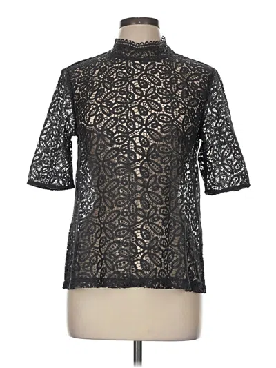 Pre-owned Ann Taylor Loft Short Sleeve Blouse In Black