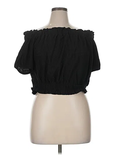 Pre-owned Ann Taylor Loft Short Sleeve Blouse In Black