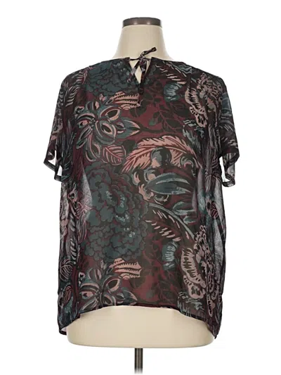 Pre-owned Ann Taylor Loft Short Sleeve Blouse In Black