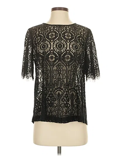 Pre-owned Ann Taylor Loft Short Sleeve Blouse In Black