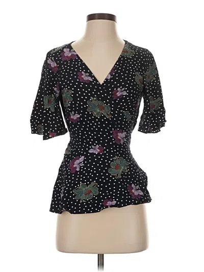 Pre-owned Ann Taylor Loft Short Sleeve Blouse In Black