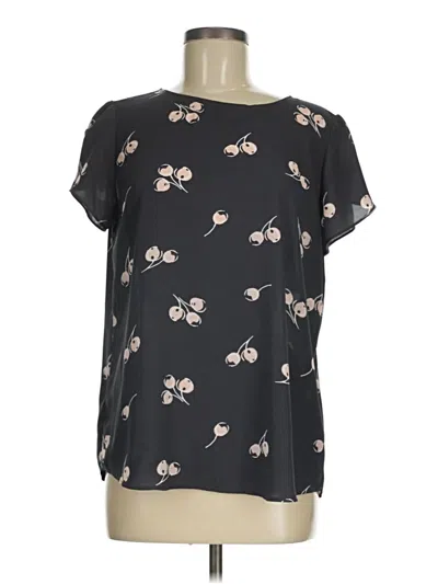 Pre-owned Ann Taylor Loft Short Sleeve Blouse In Black