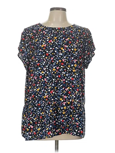 Pre-owned Ann Taylor Loft Short Sleeve Blouse In Black