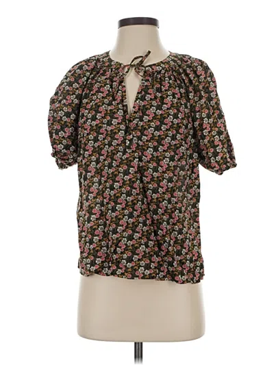 Pre-owned Ann Taylor Loft Short Sleeve Blouse In Black