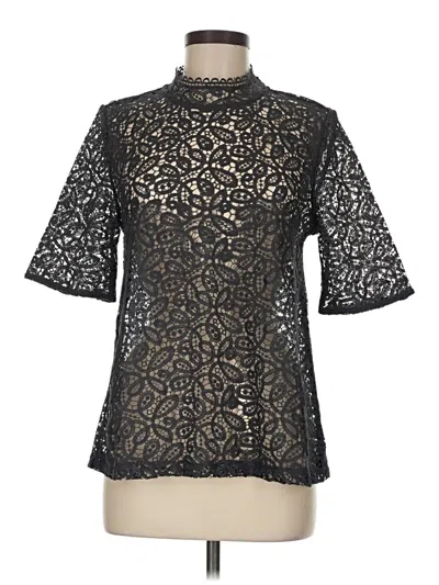 Pre-owned Ann Taylor Loft Short Sleeve Blouse In Black