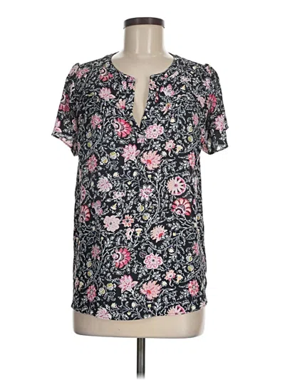Pre-owned Ann Taylor Loft Short Sleeve Blouse In Black