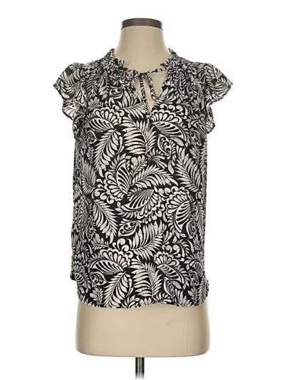 Pre-owned Ann Taylor Loft Short Sleeve Blouse In Black