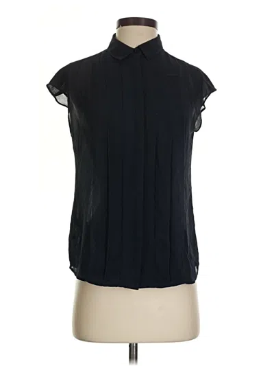 Pre-owned Ann Taylor Loft Short Sleeve Blouse In Black