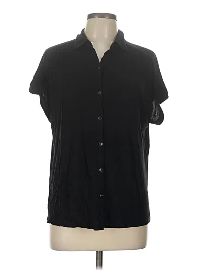 Pre-owned Ann Taylor Loft Short Sleeve Blouse In Black