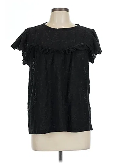 Pre-owned Ann Taylor Loft Short Sleeve Blouse In Black