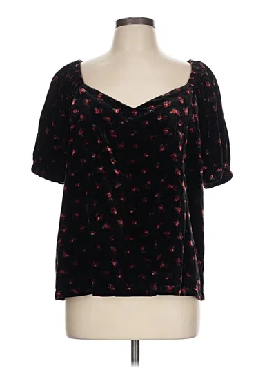 Pre-owned Ann Taylor Loft Short Sleeve Blouse In Black