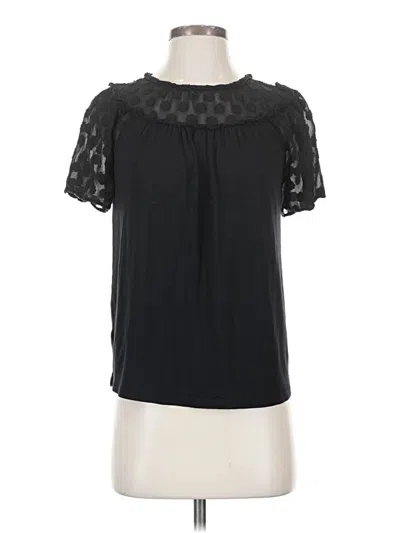 Pre-owned Ann Taylor Loft Short Sleeve Blouse In Black