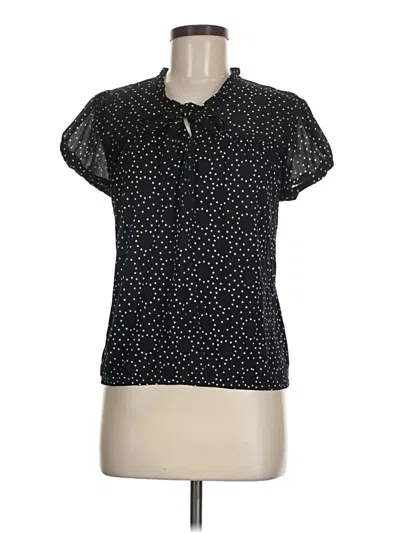 Pre-owned Ann Taylor Loft Short Sleeve Blouse In Black