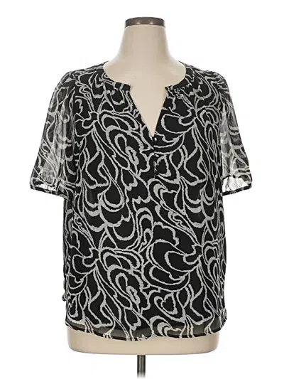 Pre-owned Ann Taylor Loft Short Sleeve Blouse In Black