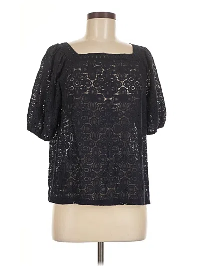 Pre-owned Ann Taylor Loft Short Sleeve Blouse In Black