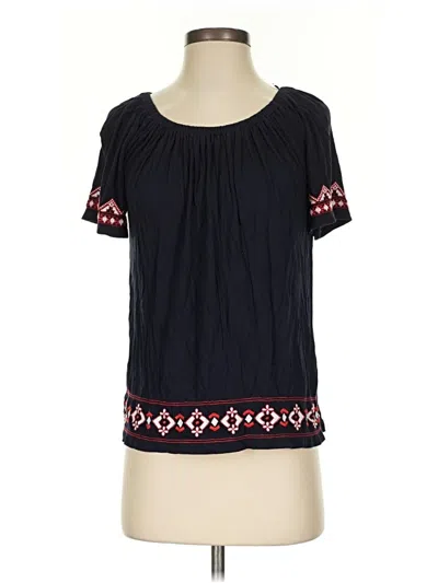 Pre-owned Ann Taylor Loft Short Sleeve Blouse In Black