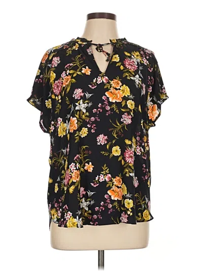 Pre-owned Ann Taylor Loft Short Sleeve Blouse In Black