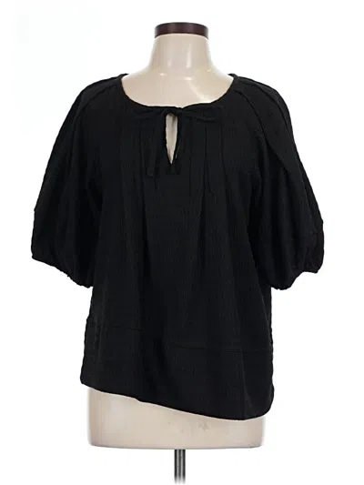 Pre-owned Ann Taylor Loft Short Sleeve Blouse In Black