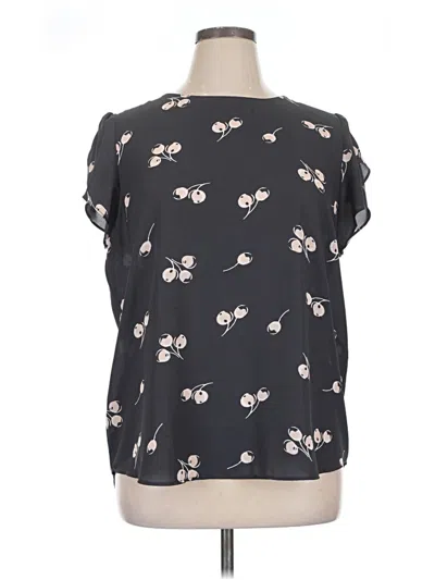 Pre-owned Ann Taylor Loft Short Sleeve Blouse In Black