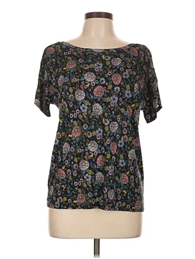 Pre-owned Ann Taylor Loft Short Sleeve Blouse In Black