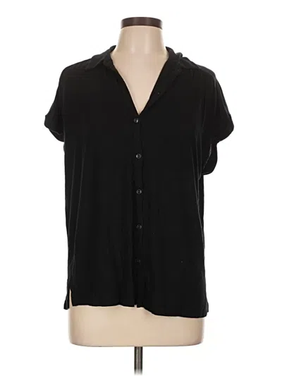 Pre-owned Ann Taylor Loft Short Sleeve Blouse In Black
