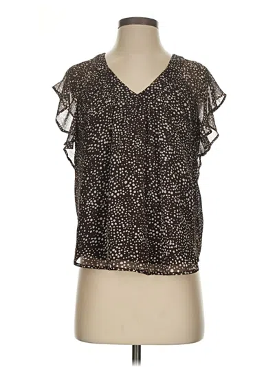 Pre-owned Ann Taylor Loft Short Sleeve Blouse In Black