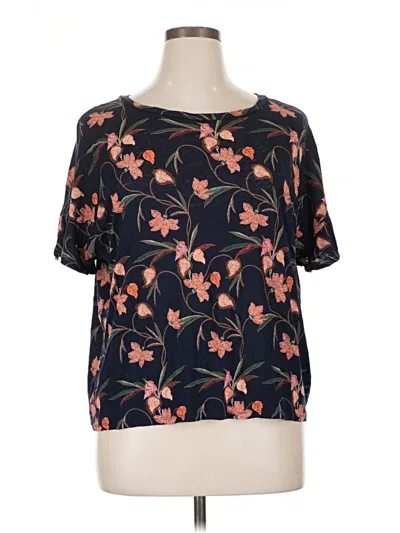 Pre-owned Ann Taylor Loft Short Sleeve Blouse In Black